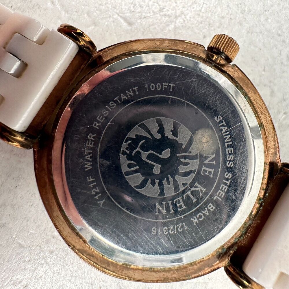 Anne Klein Watch Women 32mm Faceted Crystal MOP Dial Light Pink Band New Battery - Picture 7 of 11